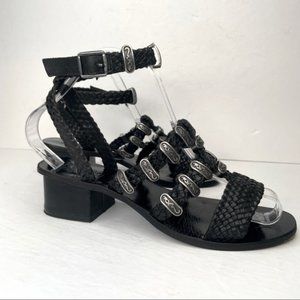 TopShop braided leather ankle wrap sandals sz 38